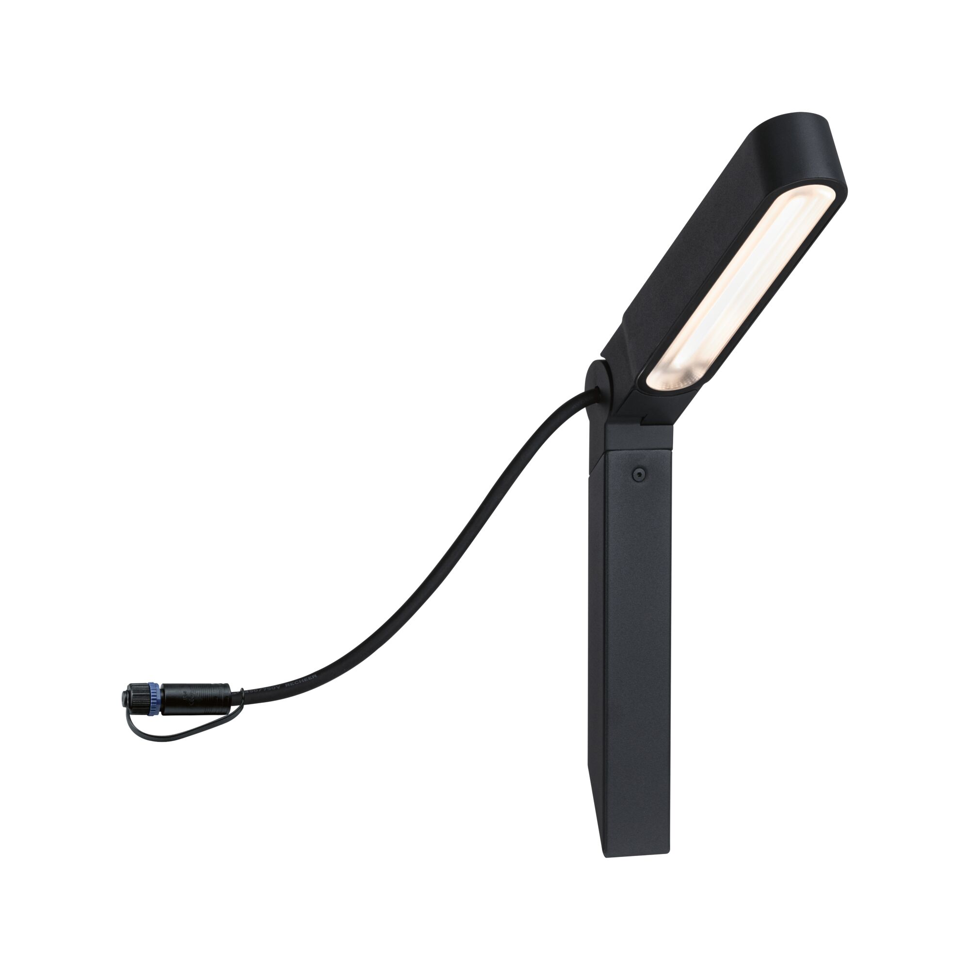 Black metal LED outdoor wall light with cable connection for modern garden lighting