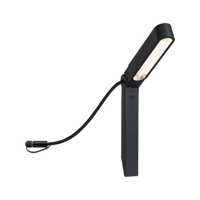 Zwarte metalen LED-buitenwandlamp met kabelaansluiting voor moderne tuinverlichting