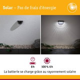 Applique murale solaire noire avec lumière blanche, éclairage extérieur économique avec batterie rechargeable