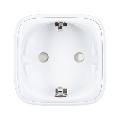 White plastic socket with grounding for safe electrical connection in home use