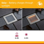 Solar LED Recessed floor light Sorea Twilight switch IP67 angular 100x100mm 2200K 0,1W 5lm 3,7V Brushed iron ABS/Polycarbonate/Stainless steel