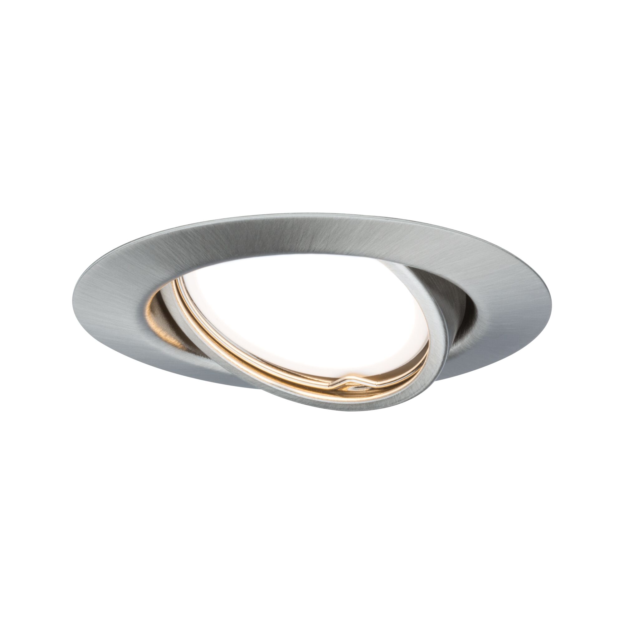 Spot encastré rond en aluminium brossé argenté avec tête orientable pour éclairage LED