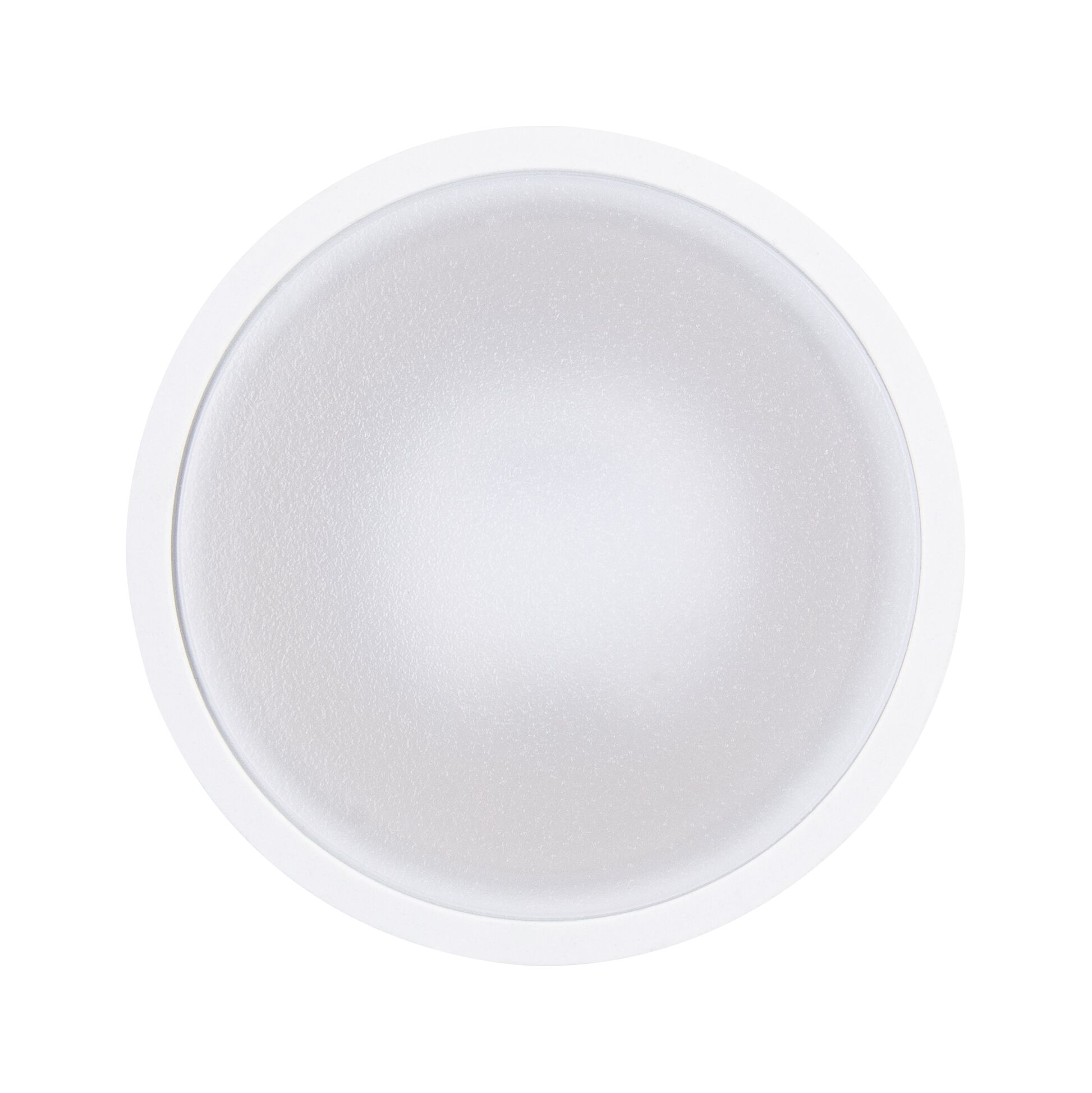 Round white LED ceiling light with matte surface for energy-efficient room lighting