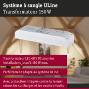 Transformateur LED blanc 150W pour système ULline avec protection intégrée contre la surchauffe et les courts-circuits