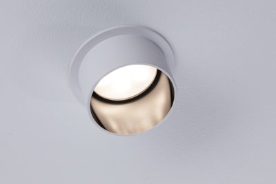 White metal recessed spotlight with adjustable reflector for modern LED ceiling lighting