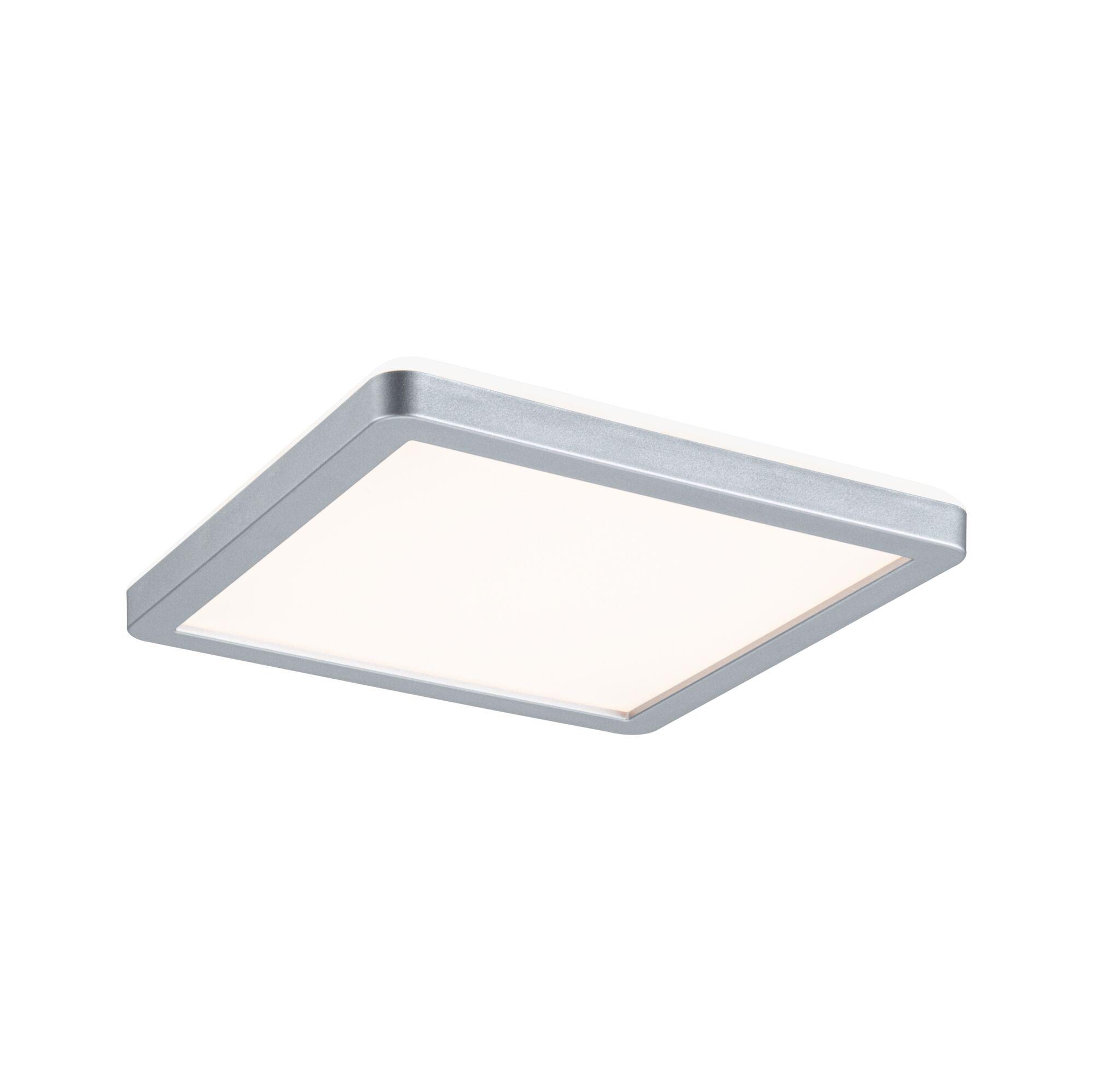 Quadratische Deckenleuchte aus silbernem Metall mit weißem Diffusor für modernes Raumlicht