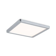 Quadratische Deckenleuchte aus silbernem Metall mit weißem Diffusor für modernes Raumlicht