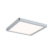 Quadratische Deckenleuchte aus silbernem Metall mit weißem Diffusor für modernes Raumlicht