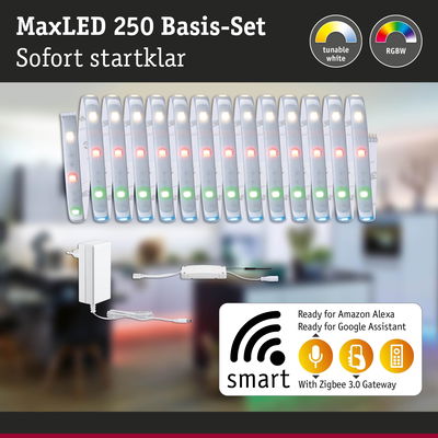 MaxLED 250 Basis-Set mit RGBW LED-Streifen und Netzteil, steuerbar via Alexa und Google Assistant