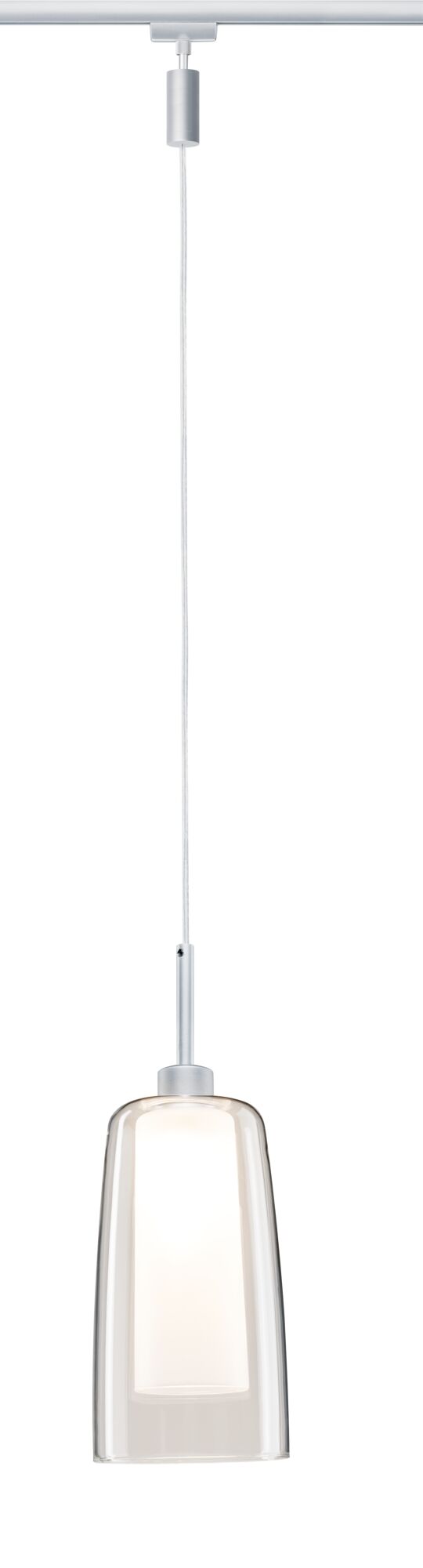 Moderne hanglamp met helder glas en zilverkleurig aluminium voor stijlvolle binnenverlichting