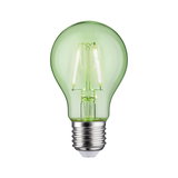 Green LED light bulb with E27 base made of glass for energy-saving home lighting