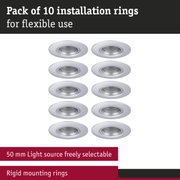 Pack of 10 white metal installation rings for flexible lighting mounting solutions