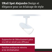 Spot URail Alejandro blanc avec LED et diffuseur pour un éclairage élégant sans éblouissement