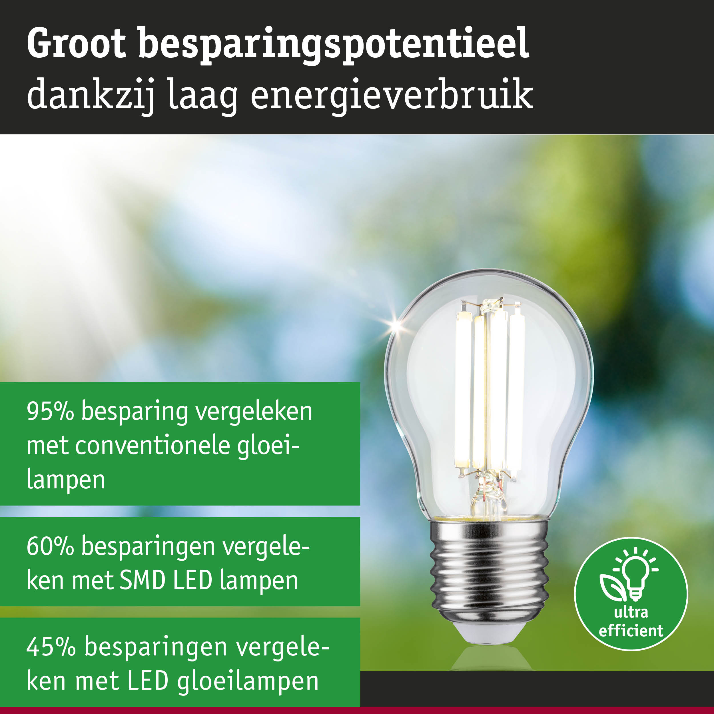 Energiezuinige LED-lamp met helder glas en zilveren fitting voor milieuvriendelijke verlichting