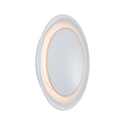 Rundes LED-Wandleuchte mit weißem Kunststoffgehäuse und warmweißem Licht für moderne Innenräume