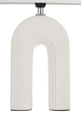 Witte keramische boog met metalen bevestiging, decoratief designobject voor moderne interieurs