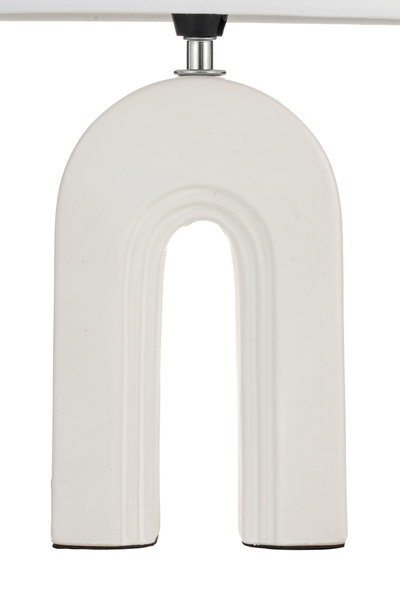 White ceramic arch with metal mount, decorative design piece for modern interiors