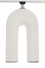 Arc blanc en céramique avec fixation métallique, objet décoratif pour intérieurs modernes