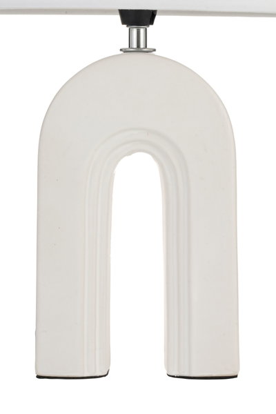 White ceramic arch with metal mount, decorative design piece for modern interiors