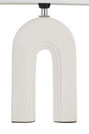 White ceramic arch with metal mount, decorative design piece for modern interiors