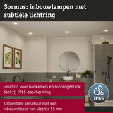 Moderne inbouwlampen met subtiele lichtring in badkamer, IP65 bescherming voor vochtige ruimtes