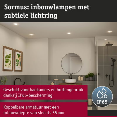 Moderne inbouwlampen met subtiele lichtring in badkamer, IP65 bescherming voor vochtige ruimtes