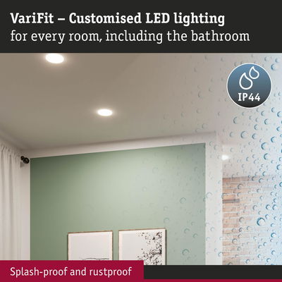 VariFit IP44 splash-proof LED recessed lights, rustproof for customised bathroom and room lighting