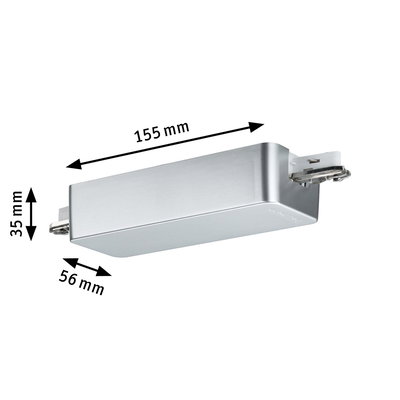 Rechthoekige zilverkleurige aluminium behuizing van 155x56x35 mm voor LED-verlichting