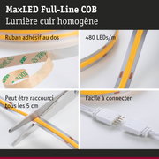 Bande LED MaxLED Full-Line COB 480 LEDs/m, ruban adhésif et connexion facile