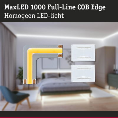 MaxLED 1000 Full-Line COB Edge LED-hoekmodule in grijs met warm wit licht voor gelijkmatige verlichting