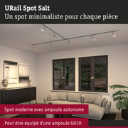 Spot URail Spot Salt gris minimaliste fixé au plafond, éclairage LED moderne pour salon