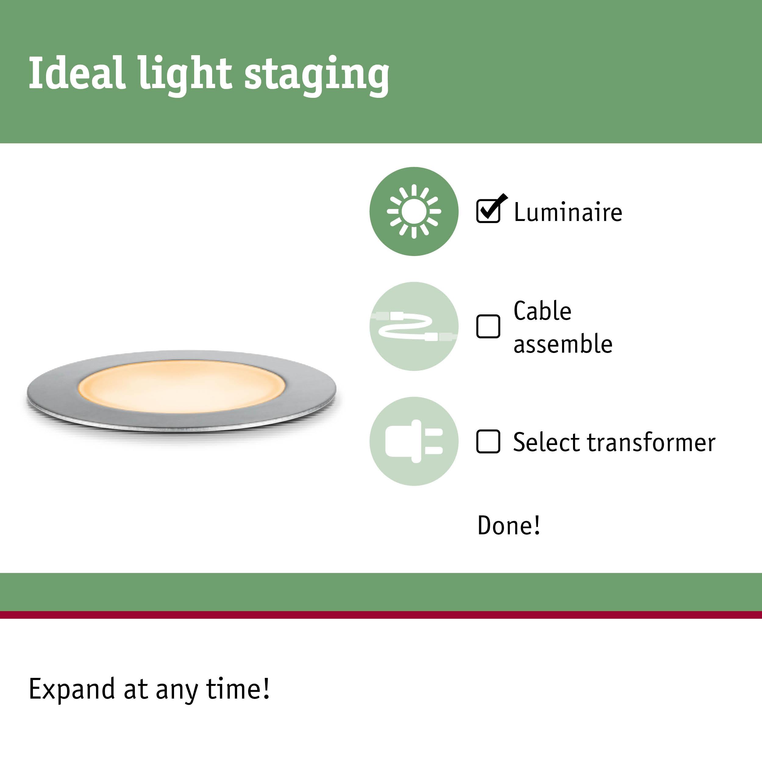 Flat LED recessed spotlight with warm white light and silver frame for modern room lighting
