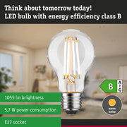 Clear LED bulb with warm white light and 3-step dimming for energy-efficient lighting solutions