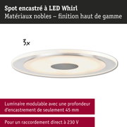 Spot encastré LED Whirl blanc avec matériaux nobles et faible profondeur d'encastrement de 45 mm