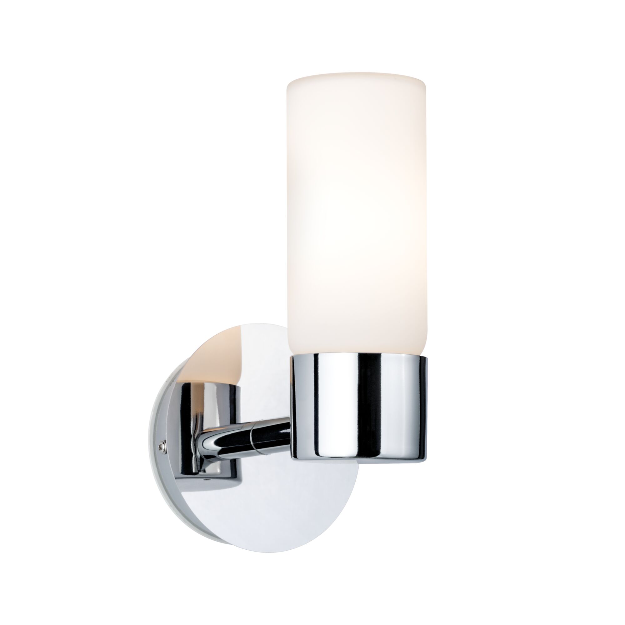 Applique Eleon IP44 G9 230V max. 33W gradable Chrome/Satiné Applique murale moderne en métal chromé avec verre blanc pour un éclairage intérieur élégant