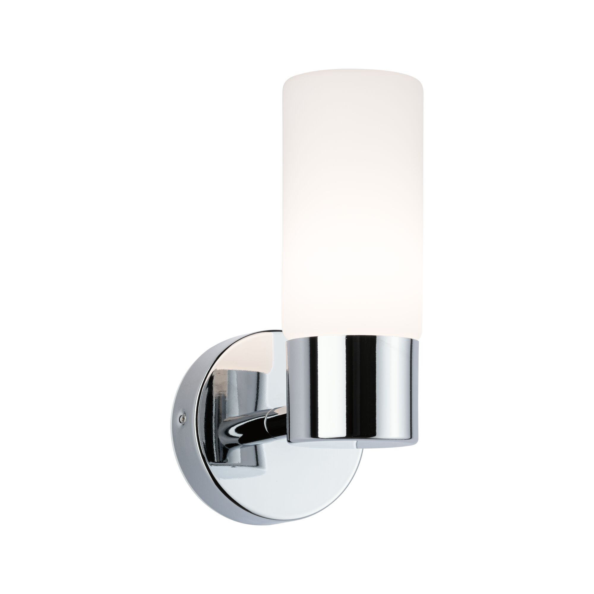 Applique murale moderne en métal chromé avec verre blanc pour un éclairage intérieur élégant