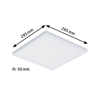 Quadratische weiße LED-Deckenleuchte mit 295 mm Kantenlänge und 50 mm Höhe für moderne Raumbeleuchtung