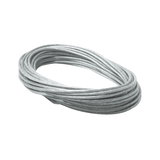 Câble en acier argenté enroulé pour systèmes d'éclairage, matériau robuste pour fixation sûre.