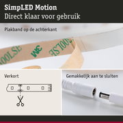 Plakband aan de achterkant van SimplLED Motion sensor voor eenvoudige montage en flexibel gebruik