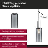 URail 2Easy glazen kap Neila in rookglas, trendy lampenkap voor hanglampen