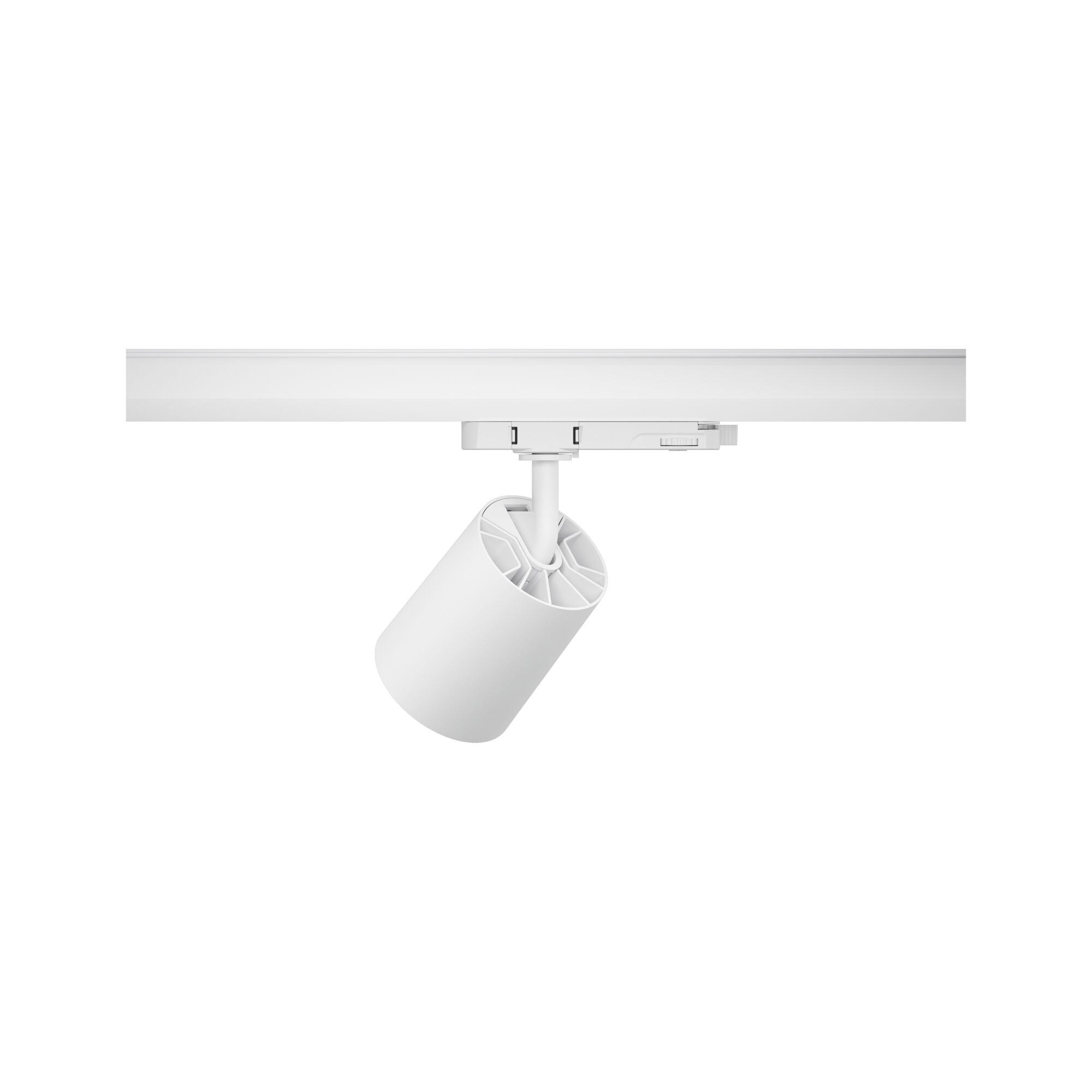 Modern white metal LED spotlight for track system with adjustable lamp head
