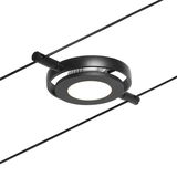 Black metal LED cable spotlight with round design for modern indoor lighting solutions