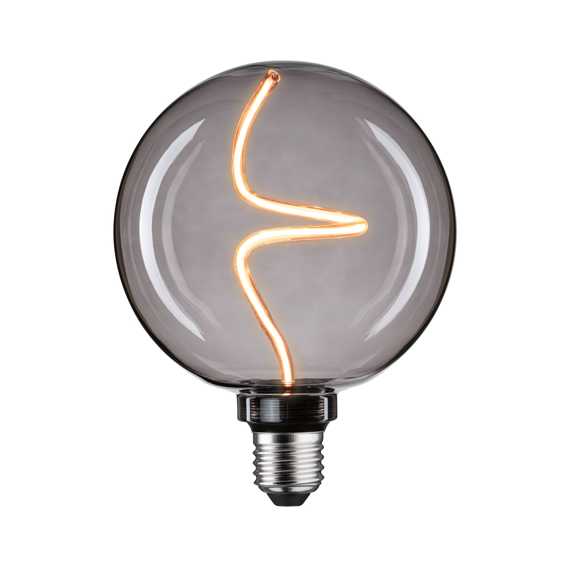 Floating Shine Standard 230 V Globe LED E27 Rond 150lm 4W 1800K gradable Verre fumé Ampoule LED ronde en verre fumé avec filament incurvé décoratif pour un éclairage d'ambiance moderne