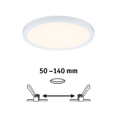 Round white LED ceiling light with adjustable installation size 50-140 mm for modern room lighting