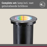 Ronde zwarte metalen inbouwvloerspot met kleurveranderende LED voor buitenverlichting