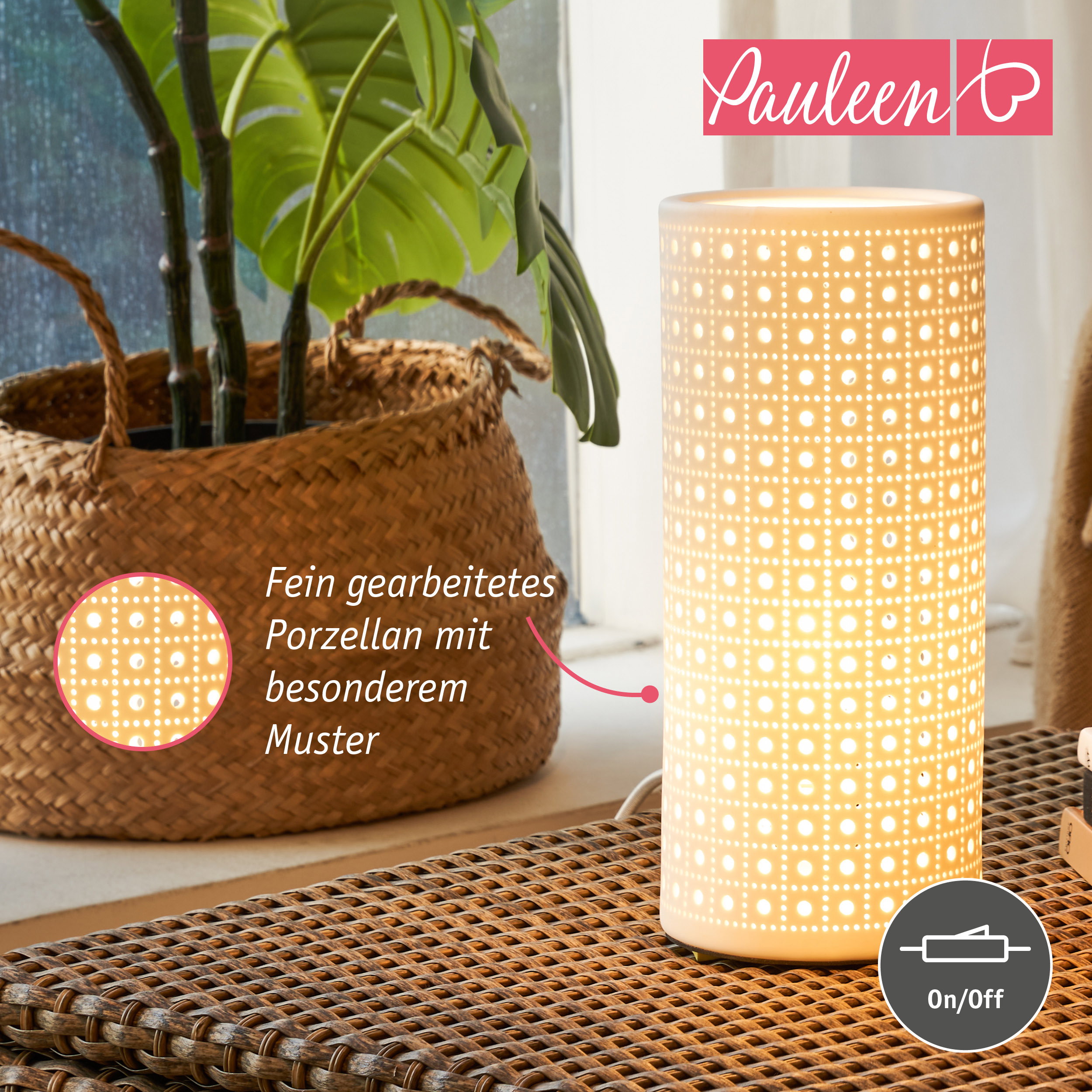 Paulmann Pauleen Tischleuchte Pure Sunkiss E14 max. 20W Weiß matt