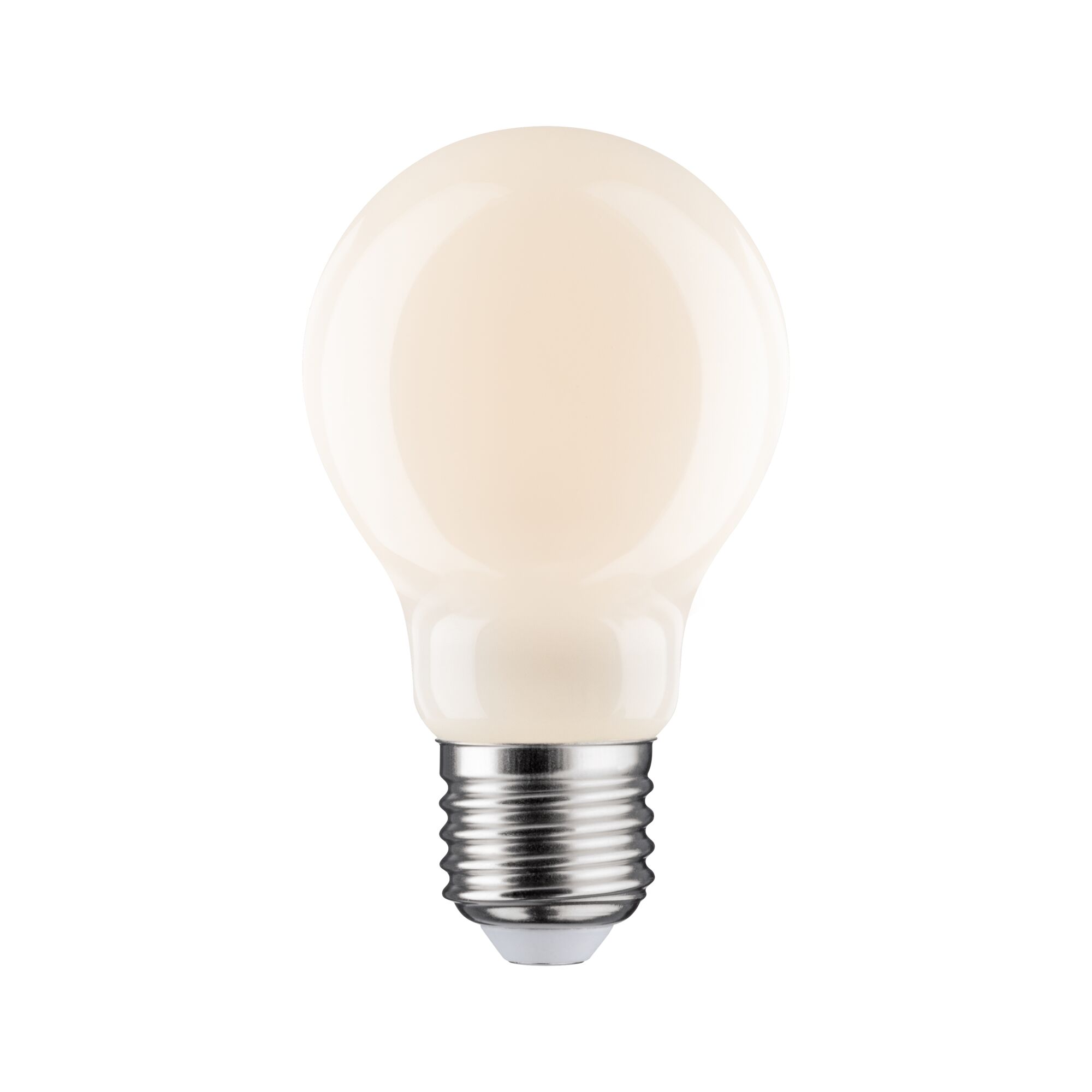 Żarnik 230V Żarówka LED E27 470lm 5,1W 2700K ściemnialny Mat Round LED bulb with matte white finish and E27 base for energy-efficient lighting solutions