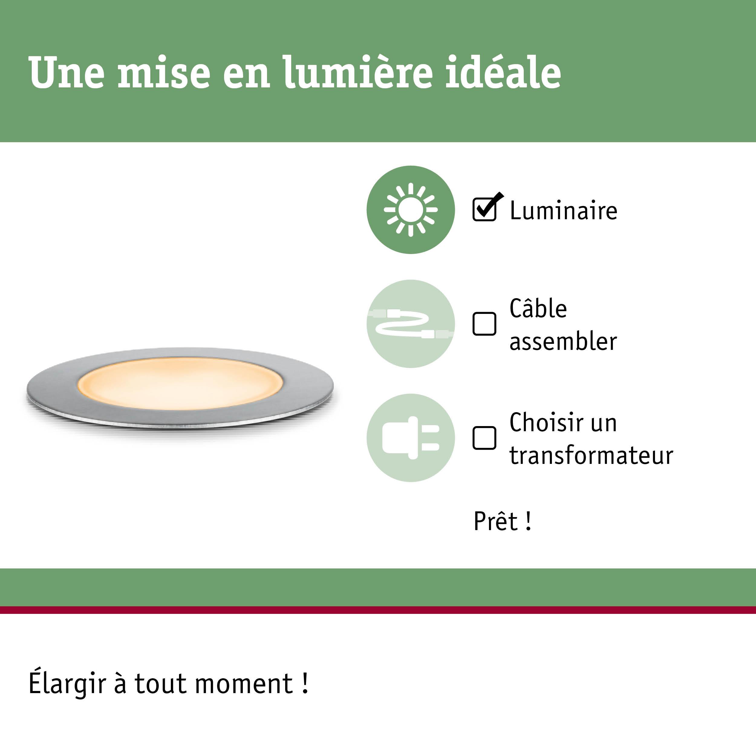 Spot LED encastré plat avec lumière blanc chaud et cadre argenté pour éclairage intérieur moderne