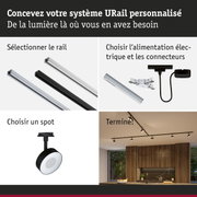 Système de rail URail modulaire noir et blanc avec spots LED pour un éclairage flexible
