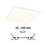 Square white LED ceiling light with adjustable distance from 45 to 190 mm for modern lighting solutions